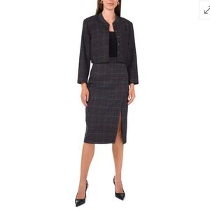 Vince Camuto Black Plaid Bomber Jacket
